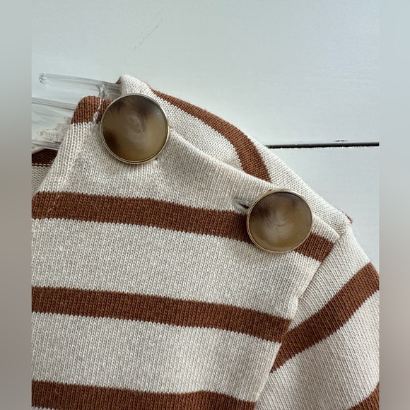 Striped Cream and Brown Women's Top - Picture 5 of 7